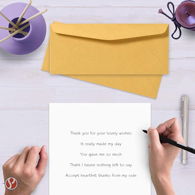 #10 Brown Kraft Regular Envelopes - 4 1/8" x 9 1/2", Thick and Sturdy 24lb Stock, Gummed Closure, 50 per Pack - Great for Mailing Letters Business Documents Invitations Invoices Checks and Statements