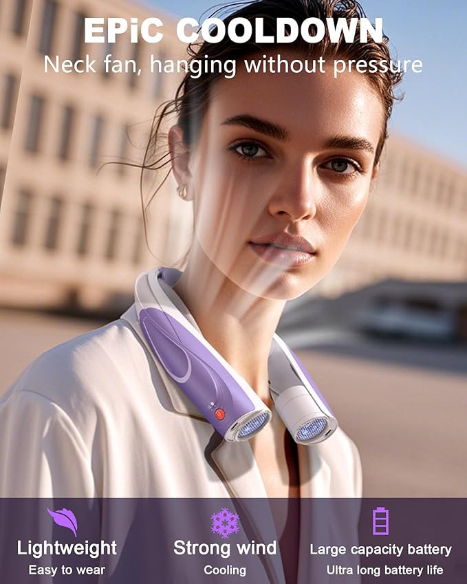 Portable Neck Fan- Hands Free Personal Fan, 6 Speeds 6000mAh Long-Lasting Battery Faster Cooling, USB-C Rechargeable, 360° Airflow, Quiet Gifts for Women Men Office Travel Outdoor