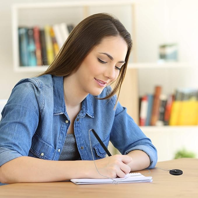 20 Pieces Security Pen Set with Bead Chain and Holder, Desktop Pens with Chains, Blank Ink Refills for Office Bank Supplies