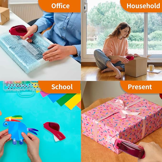 Eagle Automatic Tape Dispenser and Tape Gun. Free 1/2" (12mm) and 3/4" (19mm). Ideal for Taping Gifts, Packages, Scrapbooks and Envelopes (Pink)