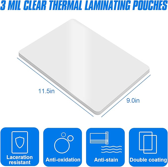 HERKKA 300 Pack Laminating Sheets, Holds 8.5 x 11 Inch Sheets, 3 Mil Clear Thermal Laminating Pouches 9 x 11.5 Inch Lamination Sheet Paper for Laminator, Round Corner Letter Size