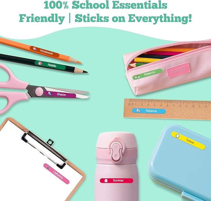 Personalized Name Labels for Kids - Custom Waterproof Stickers for School, Pencils, Baby Bottles & Daycare - Mom-Approved & Made in USA, BPA-Free, Easy-Peel Stick On Labels (Red, 120 Stickers)