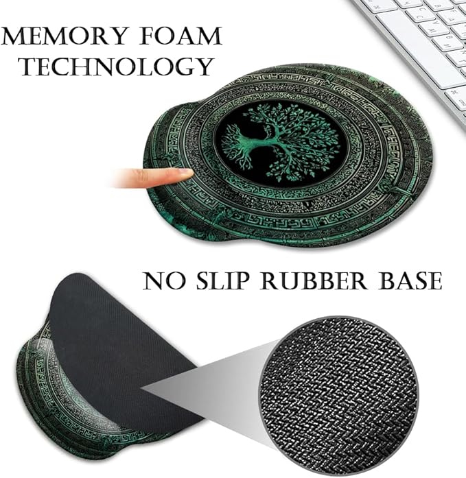 HOPONY Mouse Pad with Wrist Rest,Ergonomic Mouse Pads Wrist Support for Desk,Large Mousepad for Wireless Mouse Gaming Laptop Work Home Desk Accessories Office Supplies Decor,9 x 10 in,Tree of Life