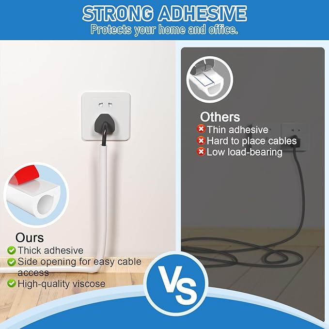 Wall Cable Hider, Flexible Wire Cord Management Self-Adhesive Cord Covers for Wires on Wall, Side Open One Cord Cable Raceway Wire Cover for Cords, HDMI Cord Hider for Wall Mount TV (1-2 cables, 78in)