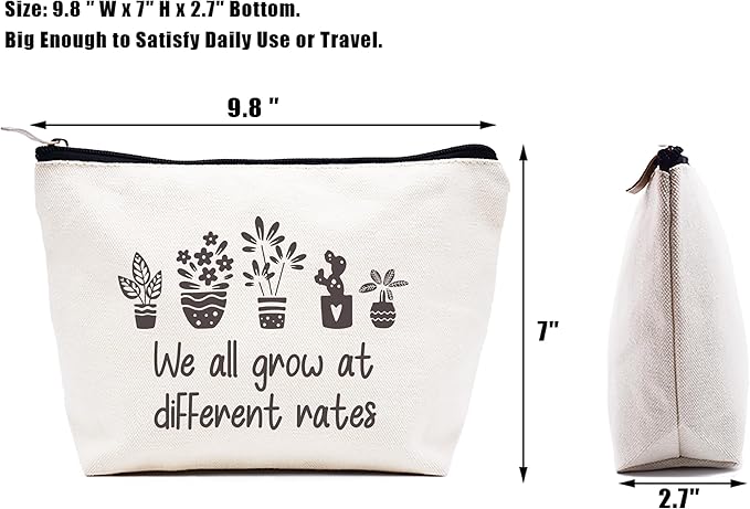 Birthday Christmas Gifts Funny Inspirational Quotes Gifts Affirmations Educational Present Positive Motivational Encouragement Present Makeup Cosmetic Bag Travel Pouch We All Grow at Different Rates