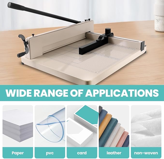 17 Inch Heavy Duty Paper Cutter, Guillotine Paper Cutter for A3 Paper, Stack Trimmer 400 Sheet Capacity, Solid Steel Construction for Office Home School Bulk Cutting