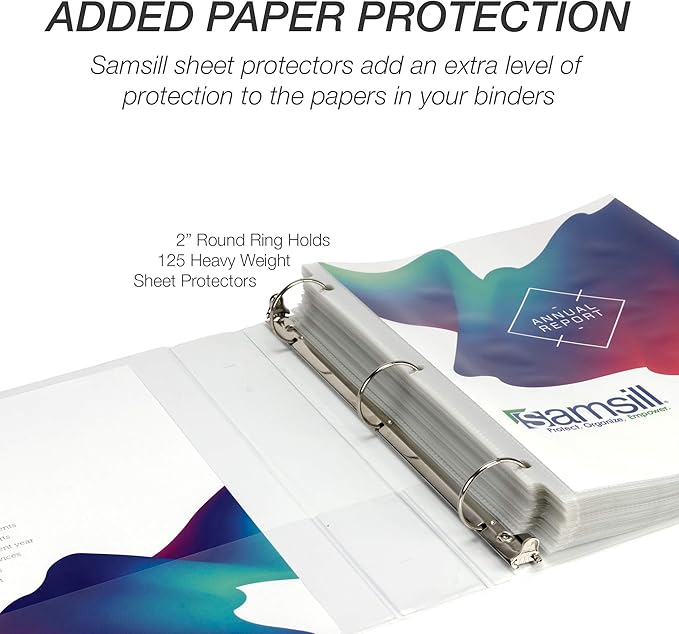 Samsill Durable 2 Inch Binder, Made in The USA, Round Ring Customizable Clear View Binder, Black, 12 Pack