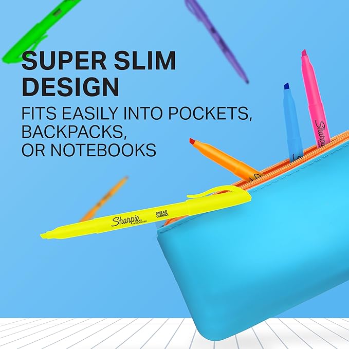 Sharpie Pocket Highlighters, Chisel Tip, Assorted Colors, 24 Count - Back to School, Office, Teacher Supplies