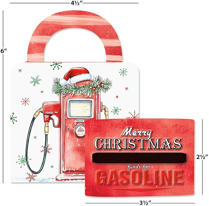 Current Gas Money Christmas Money Dispenser and Gift Bag Set, 2-1/2 x 3-Inch Bill Holders with 3 x 6-1/2 x 9-Inch Gift Bag, Fun Holiday Cash Box for Kids, Includes 60 Seals to Join Each Bill
