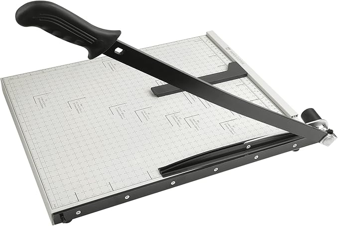 Paper Trimmer Guillotine Metal Base A3 Stack Paper Cutter Heavy Duty 18 Inch with Guard Rail Safety Blade Lock ZEQUAN, 10-Sheet Capacity, Guillotine Paper Slicer Cutter for Office Home School