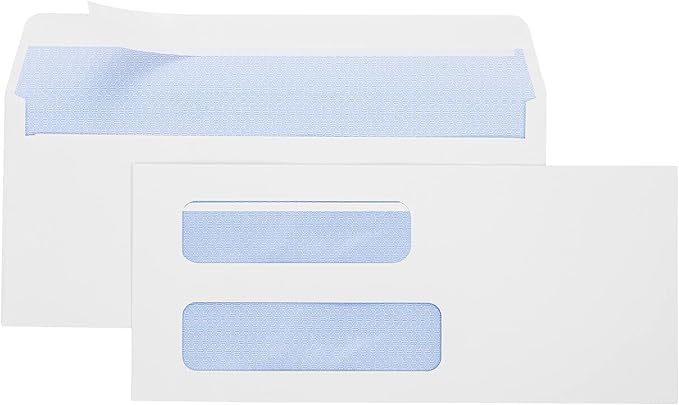 #10 Double Window Envelopes Self Seal #10 Security Envelopes-Designed for Business Statements, Quickbook Invoices, and Return, Self Seal Envelopes Size - 4 1/8 X 9 ½’’