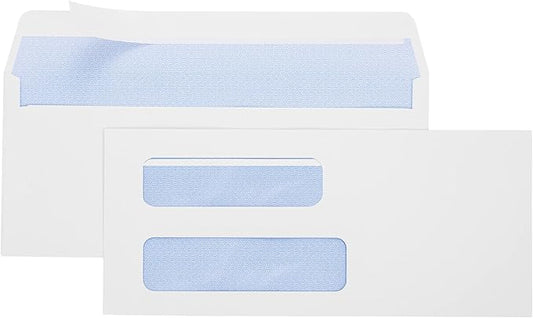 #10 Double Window Envelopes Self Seal #10 Security Envelopes-Designed for Business Statements, Quickbook Invoices, and Return, Self Seal Envelopes Size - 4 1/8 X 9 ½’’