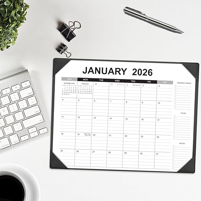 Desk Calendar 2026-2027 with Desk Mat – 22" x 17" Large Desk Pad Calendar Runs from January 2026 to June 2027, Office Supplies Desktop Monthly Calendar for Home & Office