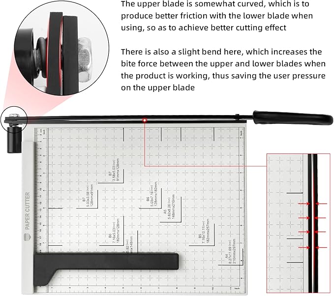 Guillotine Paper Cutter, 12 Inch Heavy Duty Guillotine, 12 Sheet Capacity Stack Paper Trimmer with Safety Blade Lock, 12" Cutting Length and Paper Cutter Slicer for Office Home School