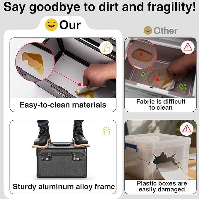 Large Lock Box - 11x6.7x7.9 Inch Lockable Security Storage Case with Combination Lock, Locking Medicine Box for Personal Items, Passports and Pills, Lockbox for Home Office, Black