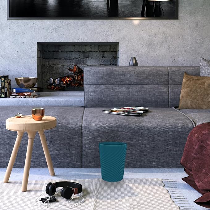 DAJITRE 1.8 Gallon Small Trash Can Wastebasket Recycling Bin Slim Profile for Compact Spaces Bathroom, Office, Bedroom, Kitchen (1.8 Gallon-2pack, Navy)