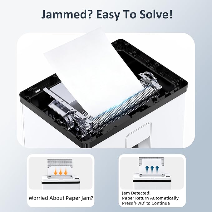 200-Sheet Auto Feed Paper Shredder, 40 Min Non-Stop Heavy Duty Shredders, P-5 Ultra Security Commercial Paper Shredder for Home Office, Micro Cut Shredder with Casters, 5.8 Gal, <60 dB(White)