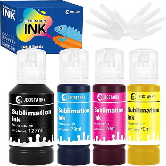 Sublimation Ink Refill Bottles Compatible for Epson Printers ET2800 ET2400 ET4800 ET15000 ET8550 ET2850 ET2803 ET3830 ET3850 ET4850 ET5800 Heat Press Transfer on Mugs T-Shirts(4 Pack)