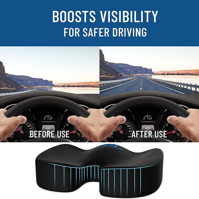 Everlasting Comfort Doctor Recommended Memory Foam Seat Cushion for Office Chairs & Car - Ergonomic Office Desk Accessories - Cushions for Tailbone Pain Relief, Sciatica (Black Ventilated, Large)