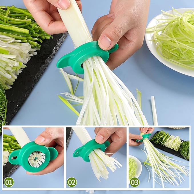 Kitchen green onion shredder,Green Onion cutter ，12 Blade Design，green onion slicer tool（2Pcs)