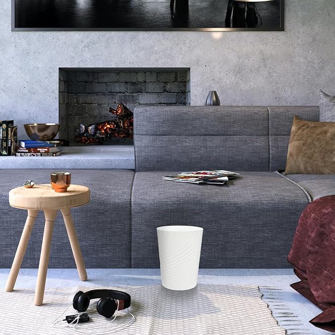 DAJITRE 1.8 Gallon Small Trash Can Wastebasket Recycling Bin Slim Profile for Compact Spaces Bathroom, Office, Bedroom, Kitchen (1.8 Gallon, White)