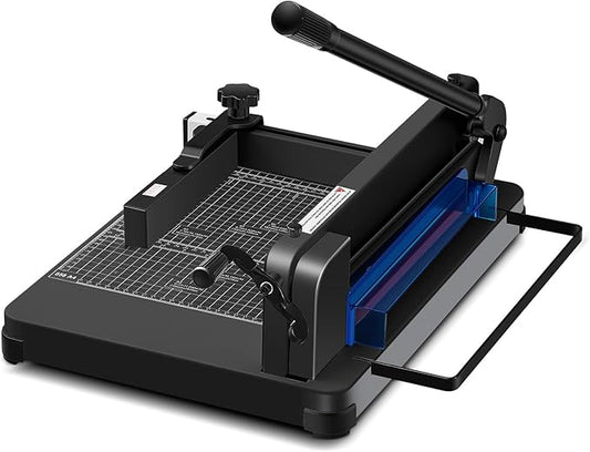 12 Inch A4 Heavy Duty Guillotine Paper Cutter 400 Sheet Capacity Guillotine Paper Cutter Stack Cards Trimmer Solid Steel with Metal Base for Cardstock Leather Office Home School (Black)