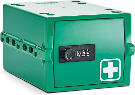 Lockabox Mini™ | Small Medicine Lock Box with Combination Lock (Half Letter Sized) | Mini Medical Lockable Box For Tablets, Creams & Medical Pens | External Size 8.8 x 6.1 x 4.7 Inches (Medi Green)