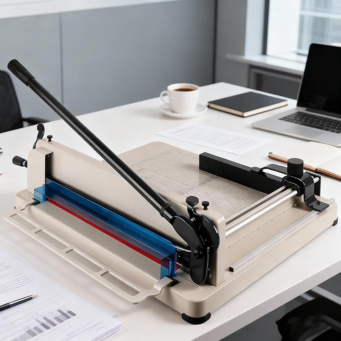 17 Inch Heavy Duty Paper Cutter, Guillotine Paper Cutter for A3 Paper, Stack Trimmer 400 Sheet Capacity, Solid Steel Construction for Office Home School Bulk Cutting