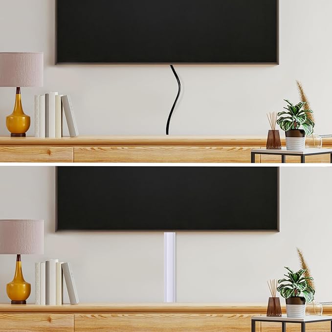 Rubber Bond TV Cord Hider Cable Protector - Strong Self Adhesive Wall Cord Cover Cable Hider - Low Profile Cable Management Wall Cord Concealer Cable Raceway