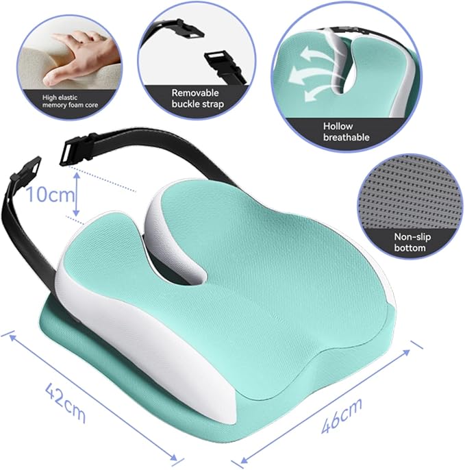 Seat Cushions for Office Chairs Wheelchair Cushion for Long Sitting Back Pain，Memory Foam Seat Car Computer Desk Chair Cushion，Coccyx Cushion for Tailbone Pain Relief Cushion Office Chair Butt Pillow