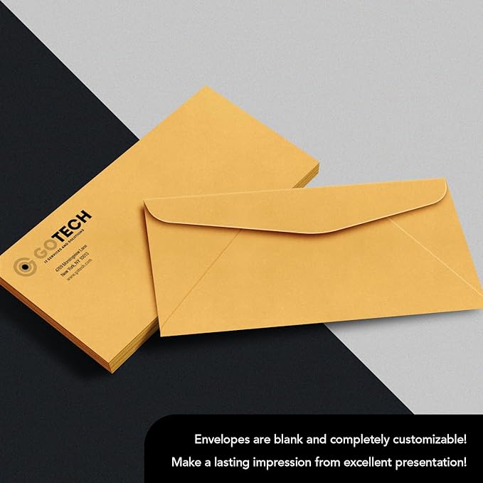 #12 Brown Kraft Regular Envelopes - 4 3/4" x 11", Thick and Sturdy, Gummed Closure, 50 per Pack - Great for Mailing Letters Business Documents Invitations Invoices Checks Fundraisers and Statements