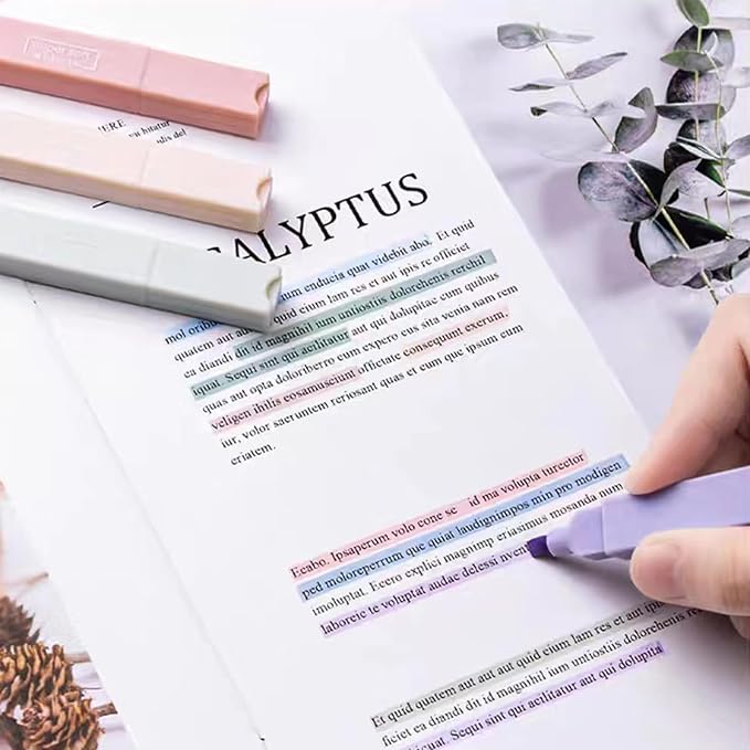 6pcs Pastel Highlighter Aesthetic Cute Highlighters Bible Highlighters No Bleed， Assorted Colors Soft Chisel Tip Marker for Diary Plan Notes