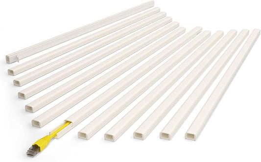 ZhiYo 204in Cord Covers for Wires on Wall, One Small Cord Hider Wall, Self-Adhesive TV Cable Hider, Paintable Wire Covers for Cords, Beige Cable Management Raceway Kit, 12x L17in W0.5in H0.3in