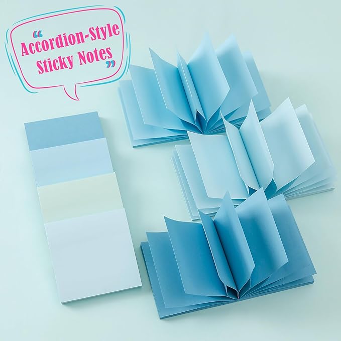 BAYTORY 640 Sheets Pop Paper Up Sticky Notes, 3 x 3 Inches, Self-Sticky Note Pads, Blue Gradient Sticky Pads, Memo Pads for School Office Home Desk Accessories (Blue Series)