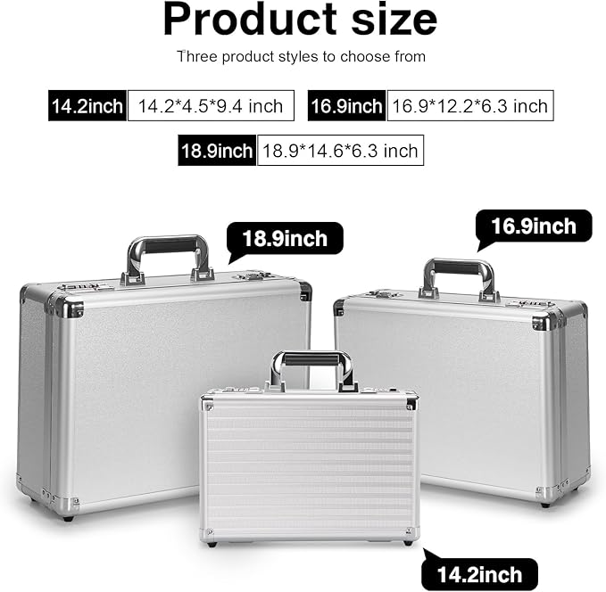 Security Lock Boxes - 18.9 x 14.6 x 6.3 Inch X-Large, Portable Locking Storage Totes with Dual Combination Locks, Medicine Lock Box, Lock Boxes for Personal Items, Cash & Briefcase - Silver