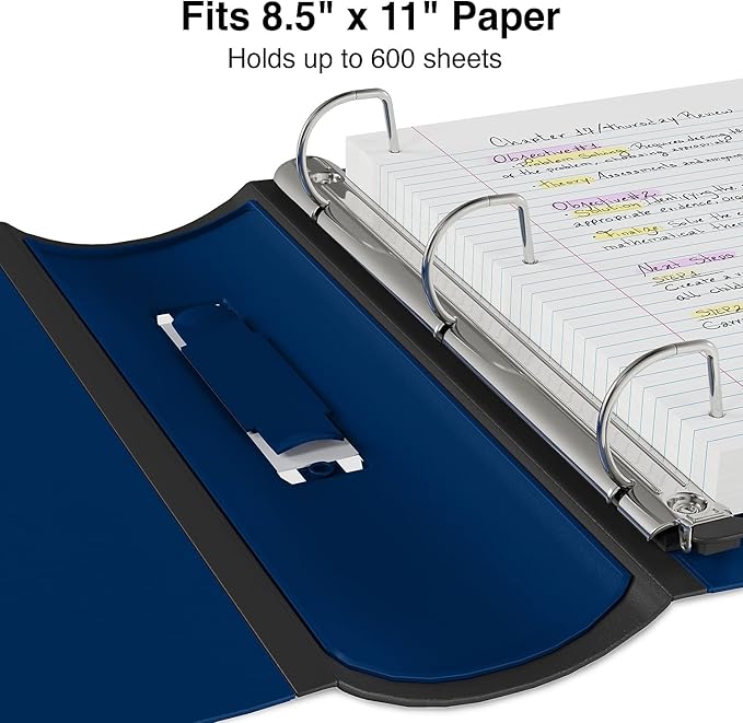 Staples Better Binder, 3-Ring, Reinforced Rubber Spine, 3 Inch D-Ring Binders for Home, Office, School, Holds up to 600-Sheets, Blue