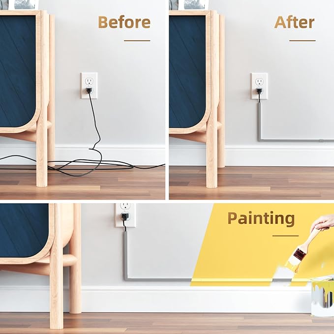 Delamu Cord Hider, 85in Cord Covers for Wires on Wall, One-Cord Cable Hider, Self-Adhesive Wire Hiders Wire Covers for TV Cords on Wall, Paintable Cable Cover Management Kit, W0.59 H0.4in, Grey