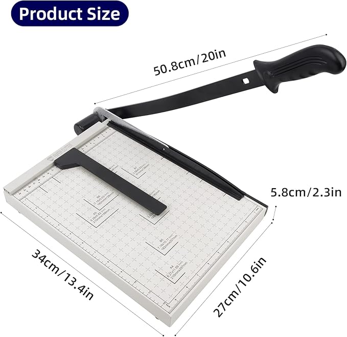 ZEQUAN A4 Paper Cutter Heavy Duty Metal Base, Stack Paper Trimmer Guillotine 13" Cutting Length, Guillotine Paper Slicer Cutter, 10 Sheet Capacity, for Office Home or School
