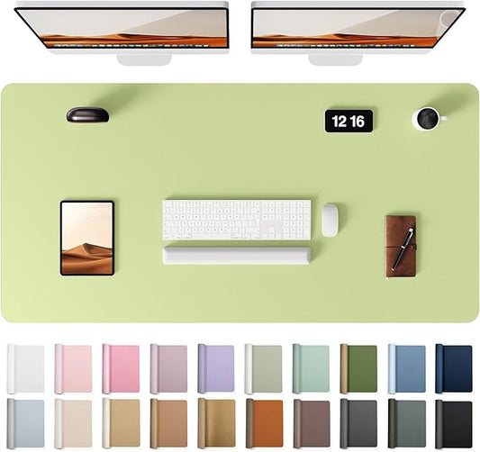 YSAGi Leather Desk Protector, Office Mat, Large Mouse Mat, Non-Slip PU Leather Blotter, Laptop Pad, Waterproof Writing Pad for Office and Home (Peak Green, 47" x 17")