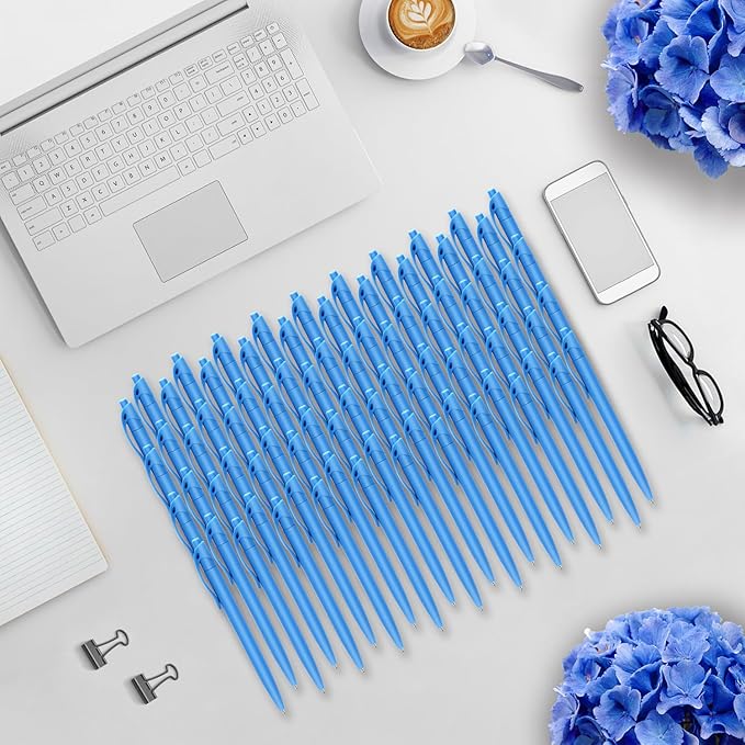 Aozora Pens Bulk 30 Pack Blue Click Pen No Bleed Wholesale Retractable Ballpoint Pens Medium Point,Smooth Ink Pen for Journaling School Office Supplies 1.0MM Blue Ink