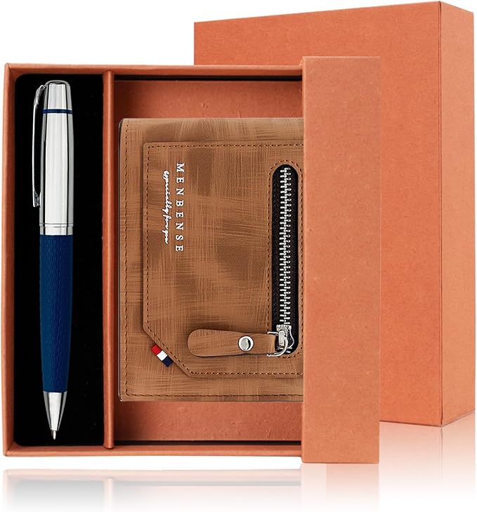 Yastar Customised Pens with a Wallet - Souvenir Gift Set with Gift box 2 extra Black Refills Engrave any Message on the Pen Gift for Christmas Father's day Graduation Wedding Gifts