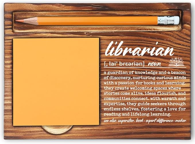 Thank You Appreciation Gift for Librarian, Inspirational Desk Sign for Librarian Library Workers Book Lovers, Appreciation Gift for School or Public Librarians Self-Stick Note Pad Holders-LBB97