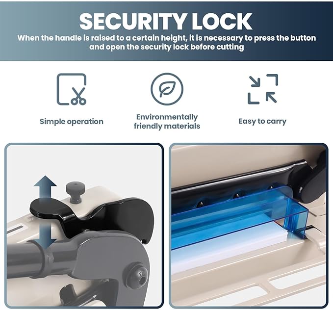 12 Inch Paper Cutter Heavy Duty Guillotine Paper Cutter 400 Sheet Capacity Stack Cards Trimmer Steel Slicer with Metal Base & HSS Blade for Office Home School(Safety Lock and Protective Cover)