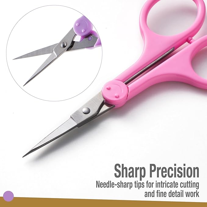 Beaditive High Precision Detail Scissors Set (2-Pc) Sharp, Fine Tips | Paper Cutting, Scrapbooking, Sewing, Crafting | Stainless Steel | Protective Cover (Pastel)