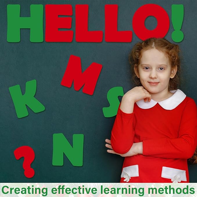 Qyeahkj 150 PCS Large 6" Font Christmas Bulletin Board Letters for Classroom, Red and Green Letters Bulletin Board Christmas Decorations for Xmas Home School Classroom Alphabet Poster Wall Decor