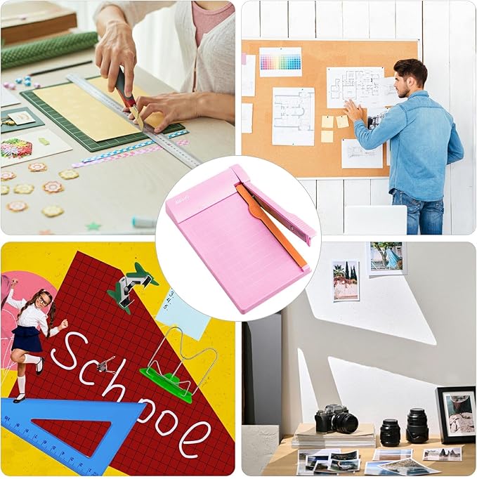 Paper Cutter, Small Paper Trimmer with Safety Guard, Portable Paper Cutter Slider, 5-Sheet Capacity, Guillotine Paper Cutter for Cardstock, Photos, Office, Scrapbooking, School, Studio, Craft