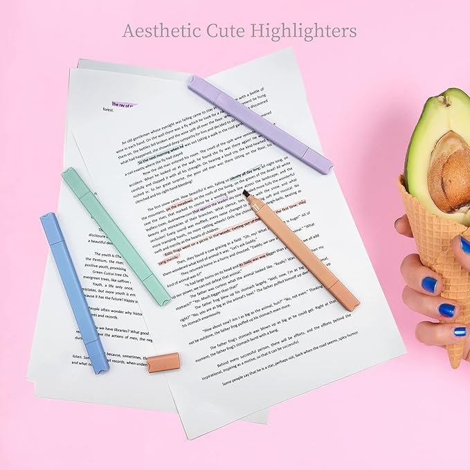 12Pcs Aesthetic Cute Highlighters Bible Pastel Highlighters and Pens no bleed Assorted Colors Highlighter for and Office Journal Home