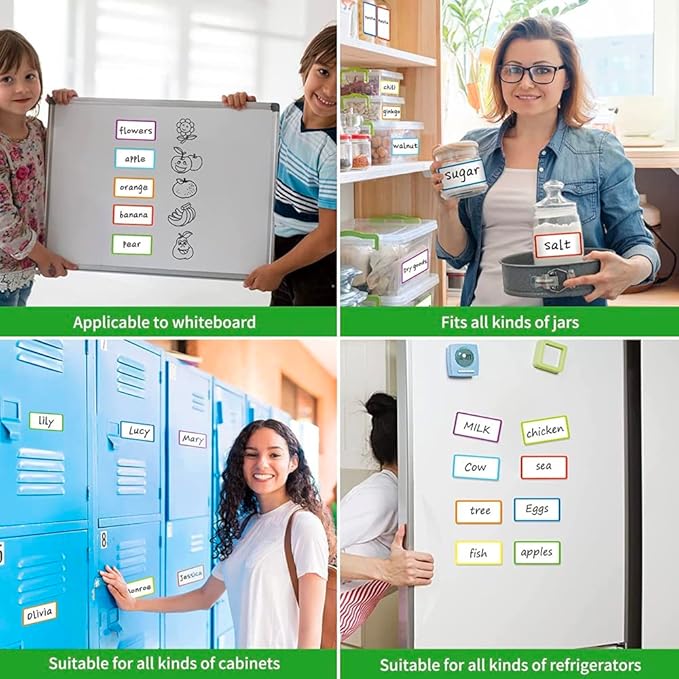 Reusable Dry Erase Labels Sticky Notes for Storage Bins Organizing Jar Pantry, Waterproof Removable Label Stickers for Kitchen Office School All Purpose Use (2 * 4 inches 8 Colors)
