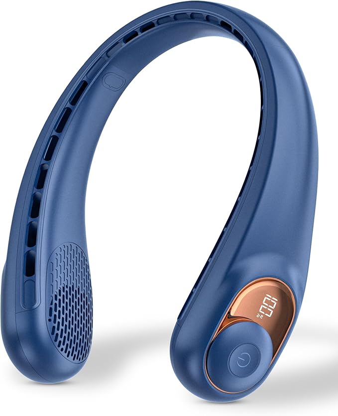 Neck Fan, Personal Fan with LED Display, USB-C Rechargeable, 4000mAh-Battery, 3-Speed Adjustment & Whisper-Quiet Operation, Perfect for Home, Travel, Sports