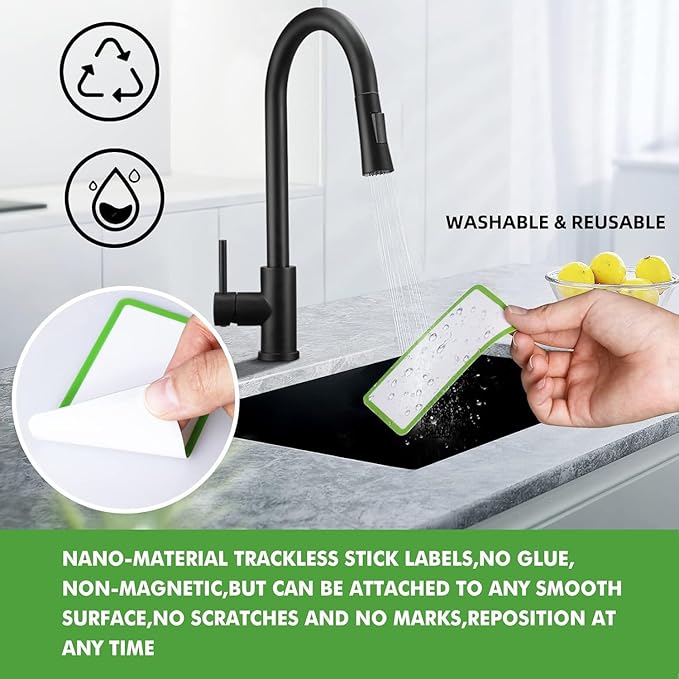 Reusable Dry Erase Labels Sticky Notes for Storage Bins Organizing Jar Pantry, Waterproof Removable Label Stickers for Kitchen Office School All Purpose Use (1.25 * 3.5 inches Mullticolor)